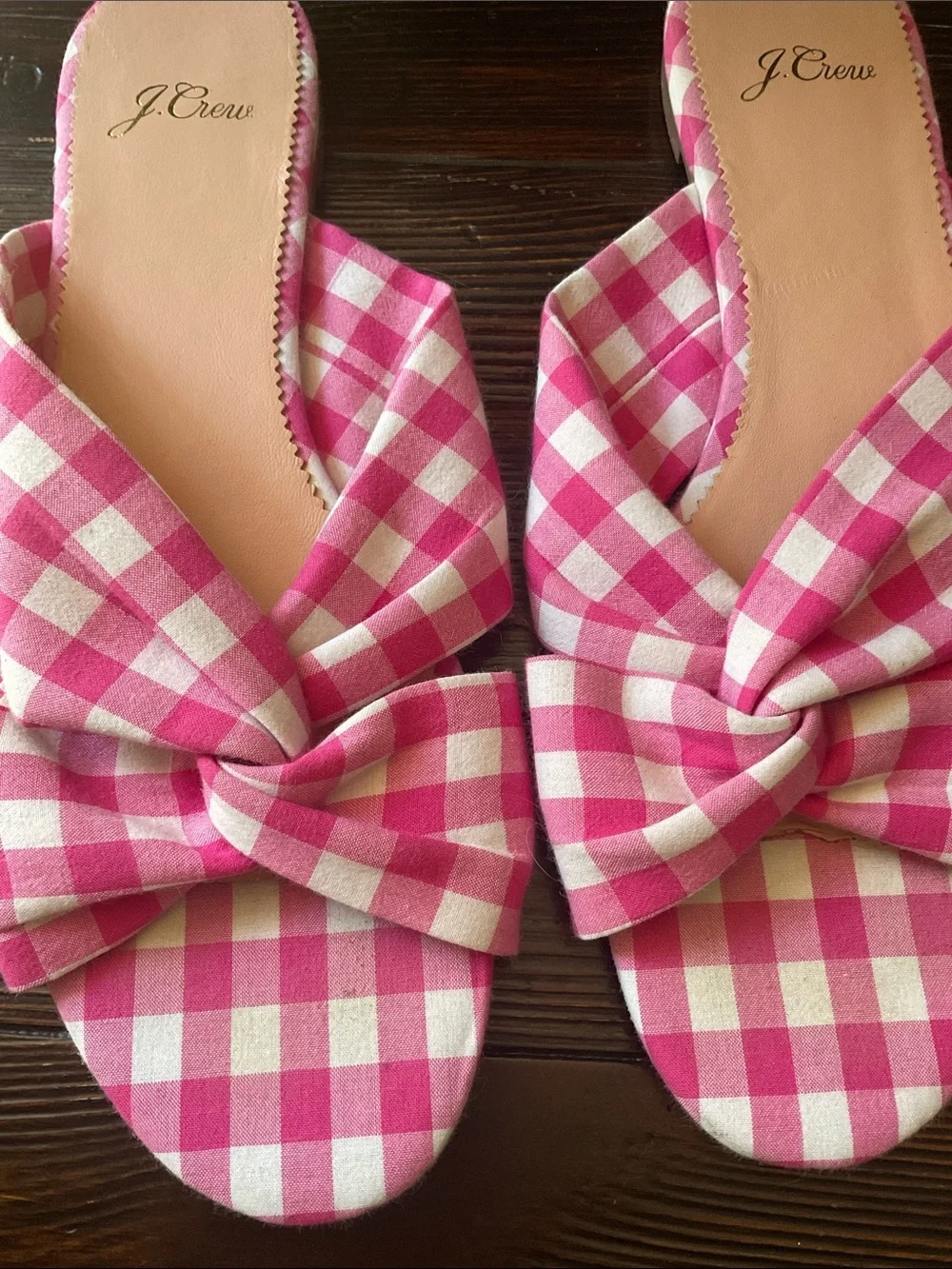 Crew Pink White Gingham Sandals Size 9